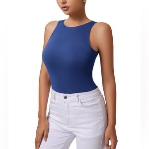 ReoRia Blue Sleeveless Fitted Bodysuit